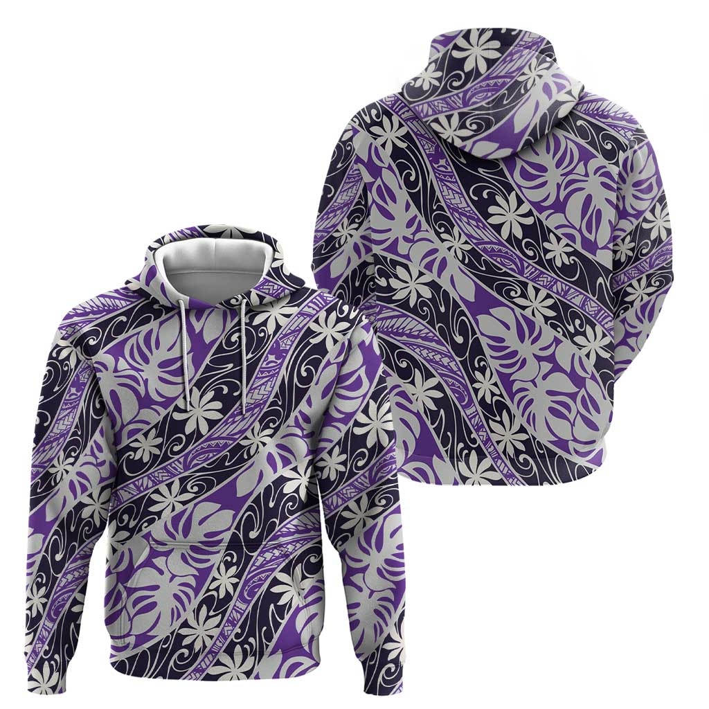 Vareau Tahiti Tiare Monstera Hoodie Polynesian Pattern Curve Style - Polynesian Pride