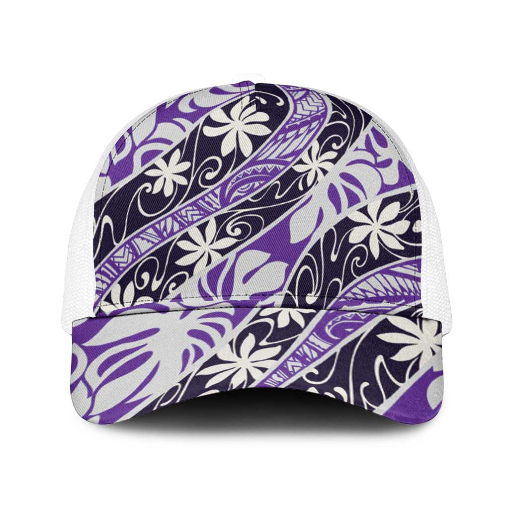 Vareau Tahiti Tiare Monstera Mesh Trucker Cap Polynesian Pattern Curve Style - Polynesian Pride