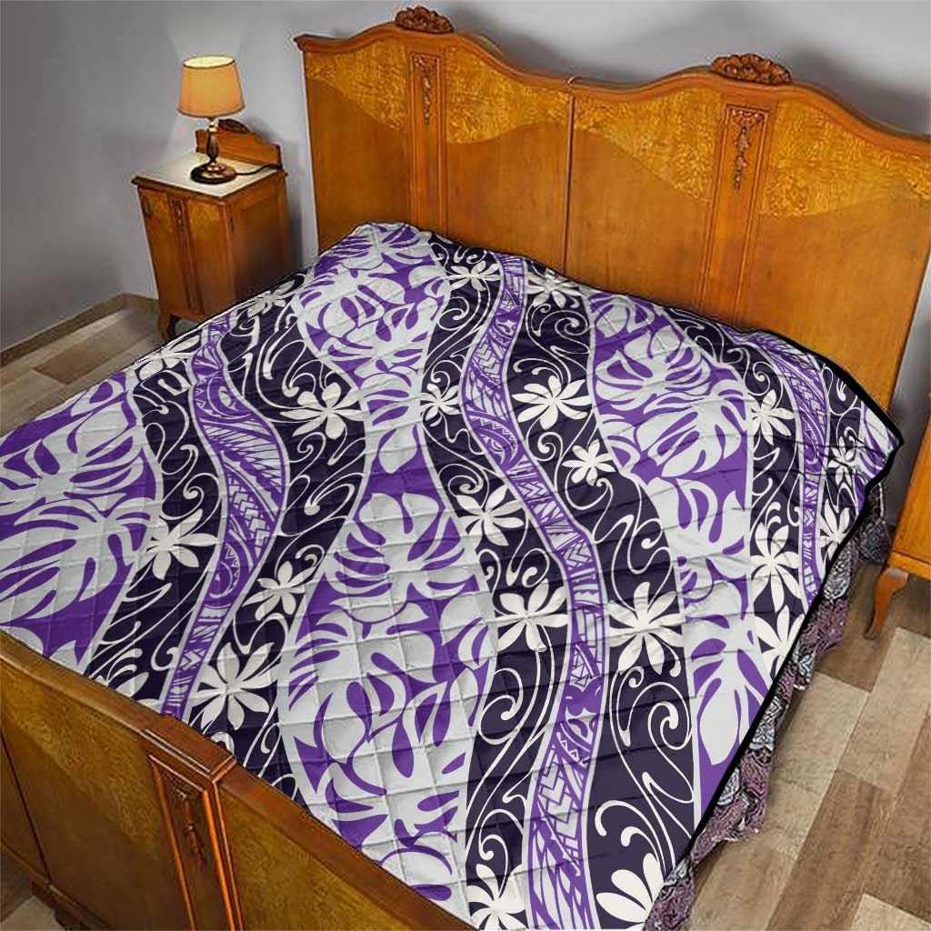 Vareau Tahiti Tiare Monstera Quilt Polynesian Pattern Curve Style - Polynesian Pride