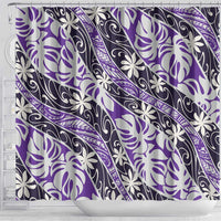Vareau Tahiti Tiare Monstera Shower Curtain Polynesian Pattern Curve Style - Polynesian Pride