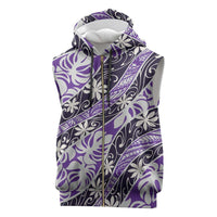 Vareau Tahiti Tiare Monstera Sleeveless Zip Hoodie Polynesian Pattern Curve Style - Polynesian Pride