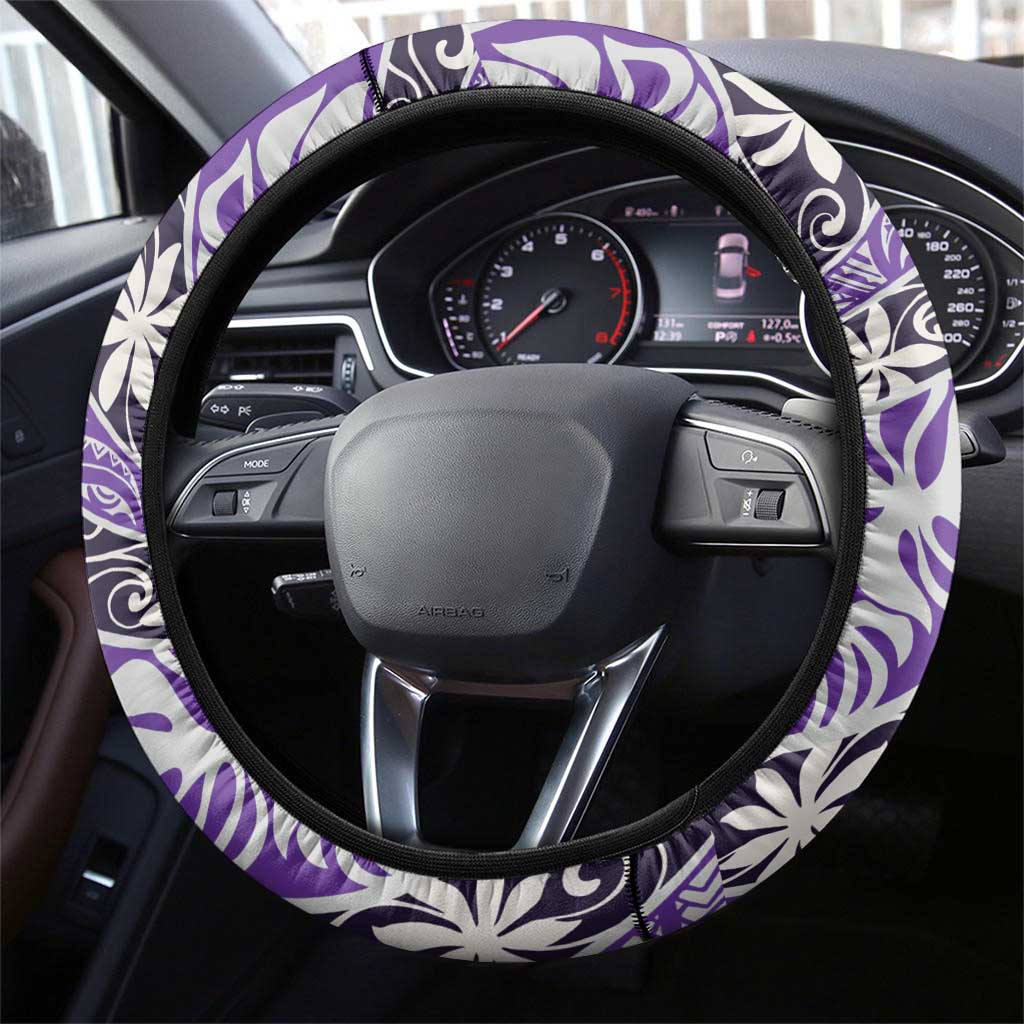 Vareau Tahiti Tiare Monstera Steering Wheel Cover Polynesian Pattern Curve Style - Polynesian Pride