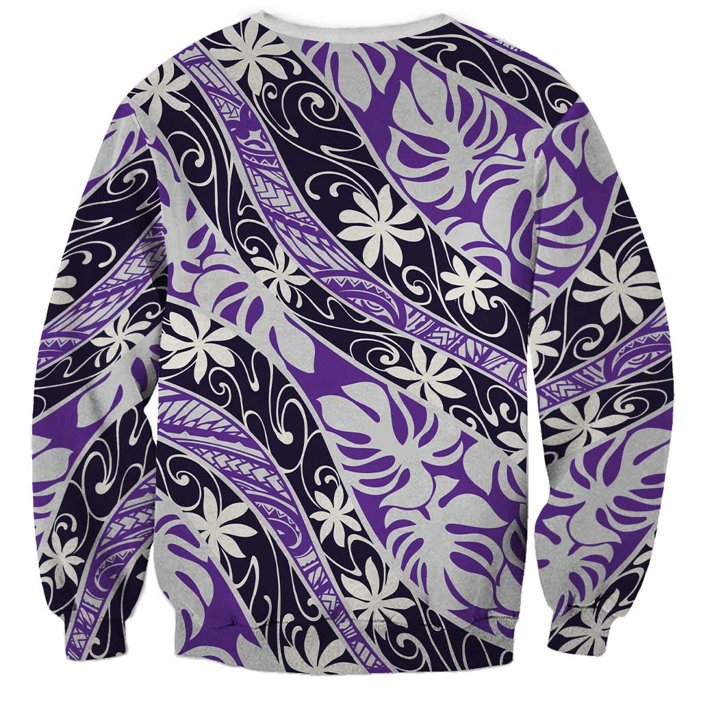 Vareau Tahiti Tiare Monstera Sweatshirt Polynesian Pattern Curve Style - Polynesian Pride