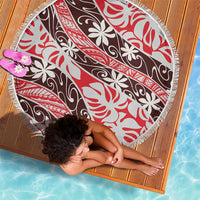 Uteute Tahiti Tiare Monstera Beach Blanket Polynesian Pattern Curve Style - Polynesian Pride