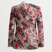 Uteute Tahiti Tiare Monstera Blazer Polynesian Pattern Curve Style - Polynesian Pride