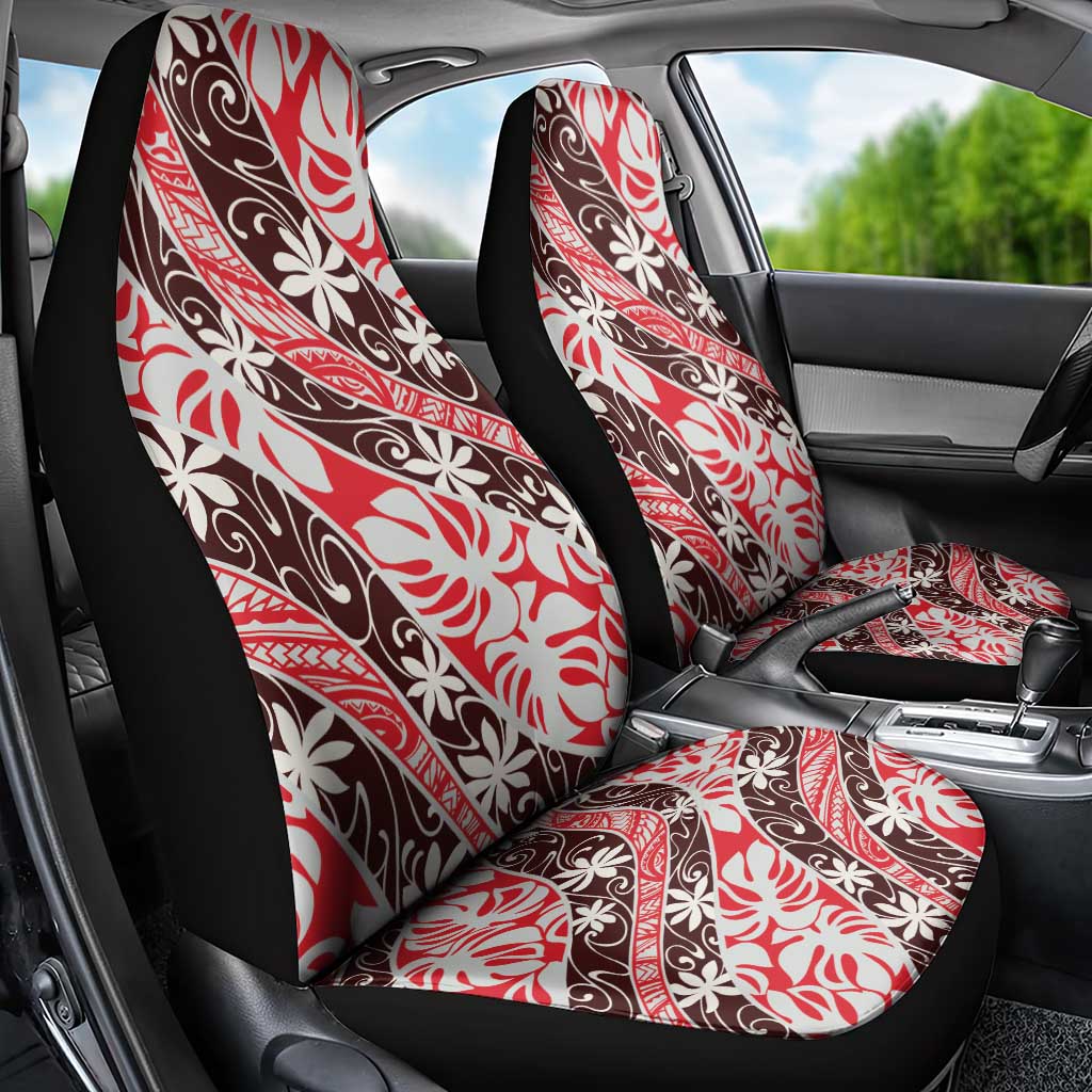 Uteute Tahiti Tiare Monstera Car Seat Cover Polynesian Pattern Curve Style - Polynesian Pride