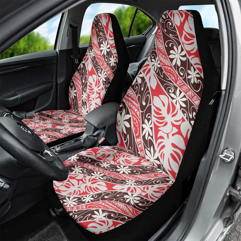 Uteute Tahiti Tiare Monstera Car Seat Cover Polynesian Pattern Curve Style - Polynesian Pride