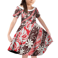 Uteute Tahiti Tiare Monstera Family Matching Off Shoulder Short Dress and Hawaiian Shirt Polynesian Pattern Curve Style - Polynesian Pride
