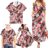 Uteute Tahiti Tiare Monstera Family Matching Summer Maxi Dress and Hawaiian Shirt Polynesian Pattern Curve Style - Polynesian Pride