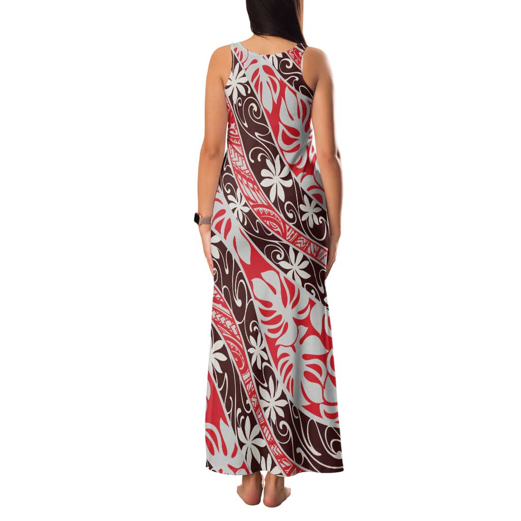 Uteute Tahiti Tiare Monstera Family Matching Tank Maxi Dress and Hawaiian Shirt Polynesian Pattern Curve Style - Polynesian Pride