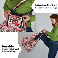 Uteute Tahiti Tiare Monstera Grocery Bag Polynesian Pattern Curve Style - Polynesian Pride