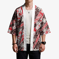 Uteute Tahiti Tiare Monstera Kimono Polynesian Pattern Curve Style - Polynesian Pride
