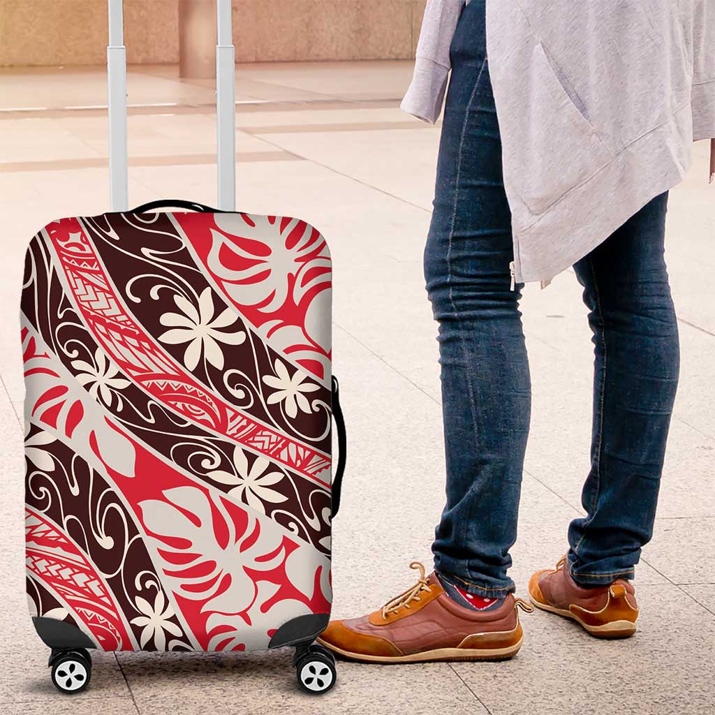 Uteute Tahiti Tiare Monstera Luggage Cover Polynesian Pattern Curve Style - Polynesian Pride