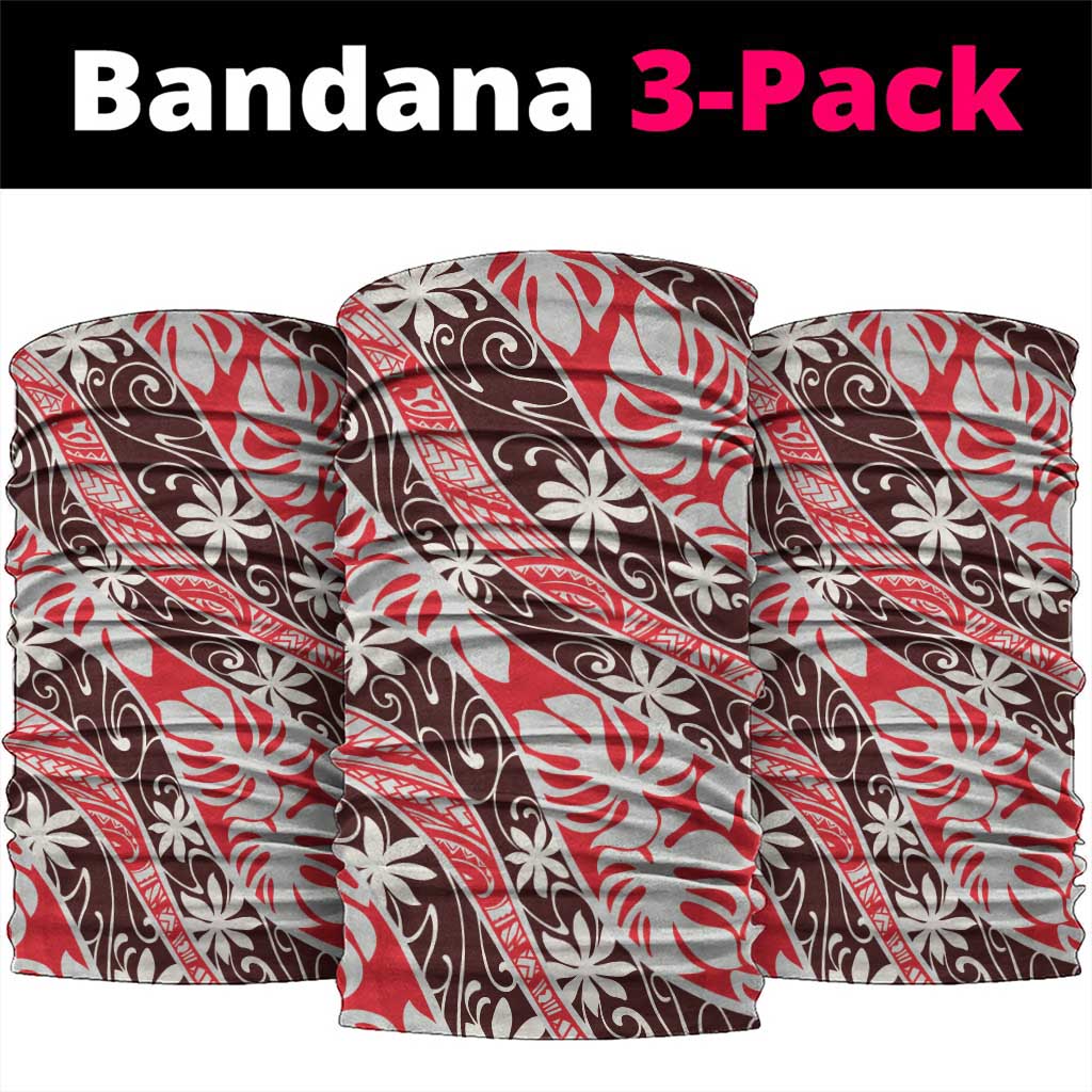 Uteute Tahiti Tiare Monstera Neck Gaiter Polynesian Pattern Curve Style - Polynesian Pride