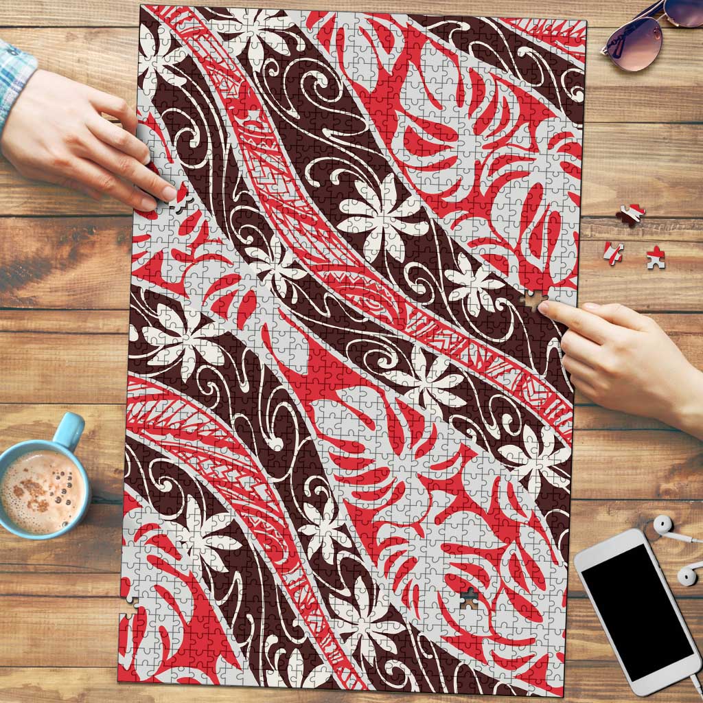 Uteute Tahiti Tiare Monstera Puzzle Polynesian Pattern Curve Style - Polynesian Pride