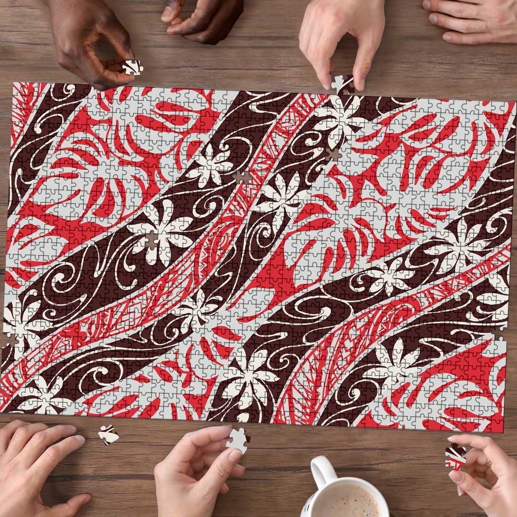 Uteute Tahiti Tiare Monstera Puzzle Polynesian Pattern Curve Style - Polynesian Pride