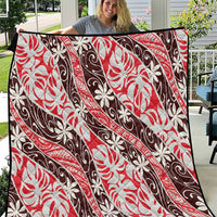 Uteute Tahiti Tiare Monstera Quilt Polynesian Pattern Curve Style - Polynesian Pride