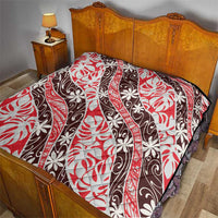 Uteute Tahiti Tiare Monstera Quilt Polynesian Pattern Curve Style - Polynesian Pride