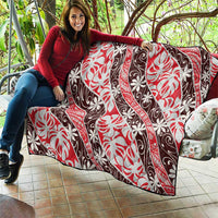 Uteute Tahiti Tiare Monstera Quilt Polynesian Pattern Curve Style - Polynesian Pride