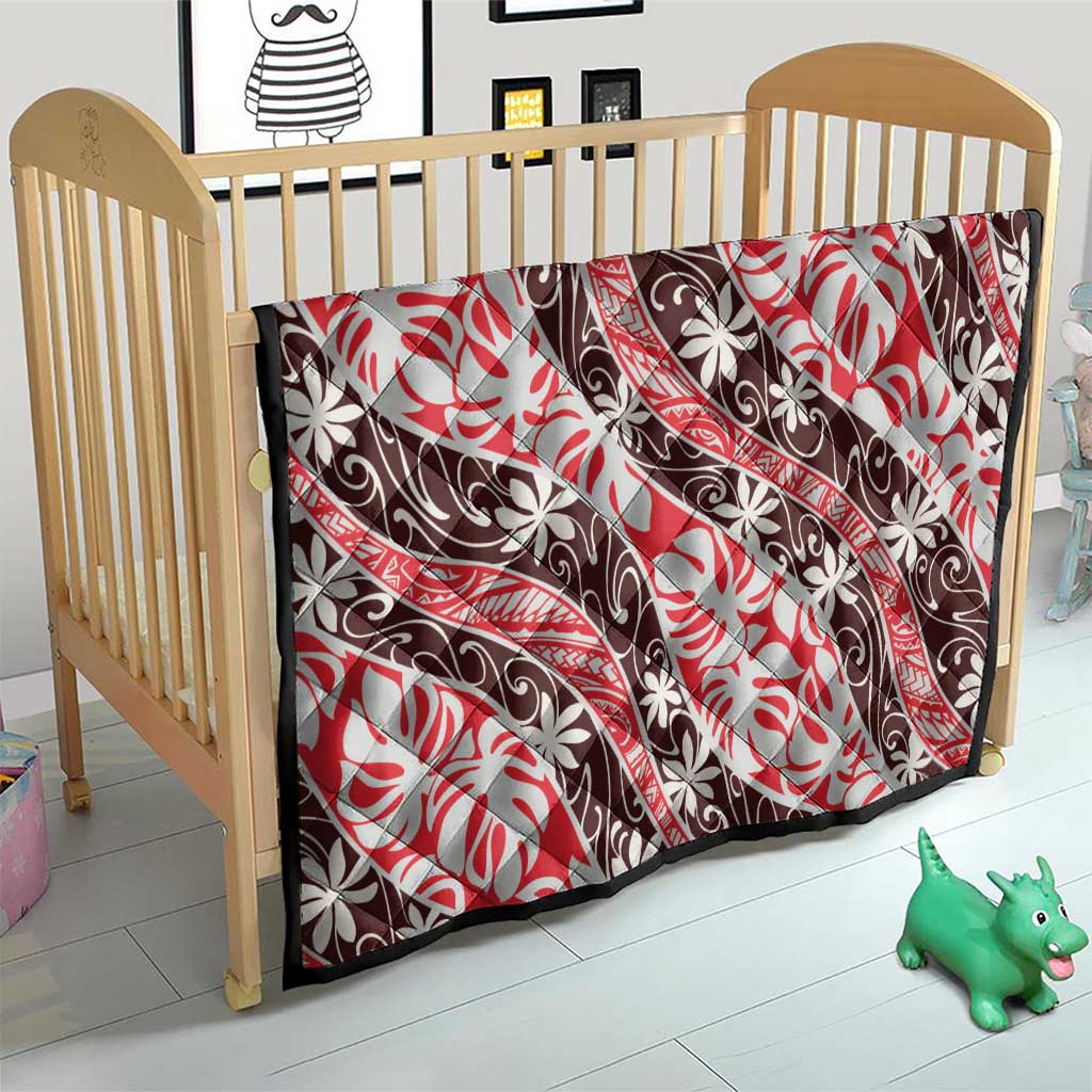 Uteute Tahiti Tiare Monstera Quilt Polynesian Pattern Curve Style - Polynesian Pride