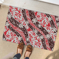 Uteute Tahiti Tiare Monstera Rubber Doormat Polynesian Pattern Curve Style - Polynesian Pride
