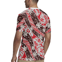 Uteute Tahiti Tiare Monstera Rugby Jersey Polynesian Pattern Curve Style - Polynesian Pride