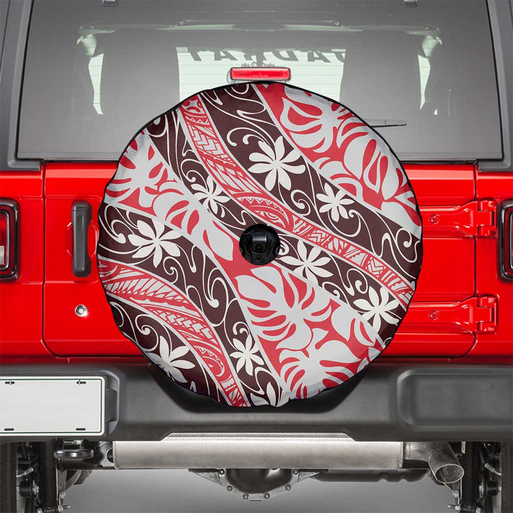 Uteute Tahiti Tiare Monstera Spare Tire Cover Polynesian Pattern Curve Style - Polynesian Pride
