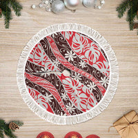 Uteute Tahiti Tiare Monstera Tree Skirt Polynesian Pattern Curve Style - Polynesian Pride