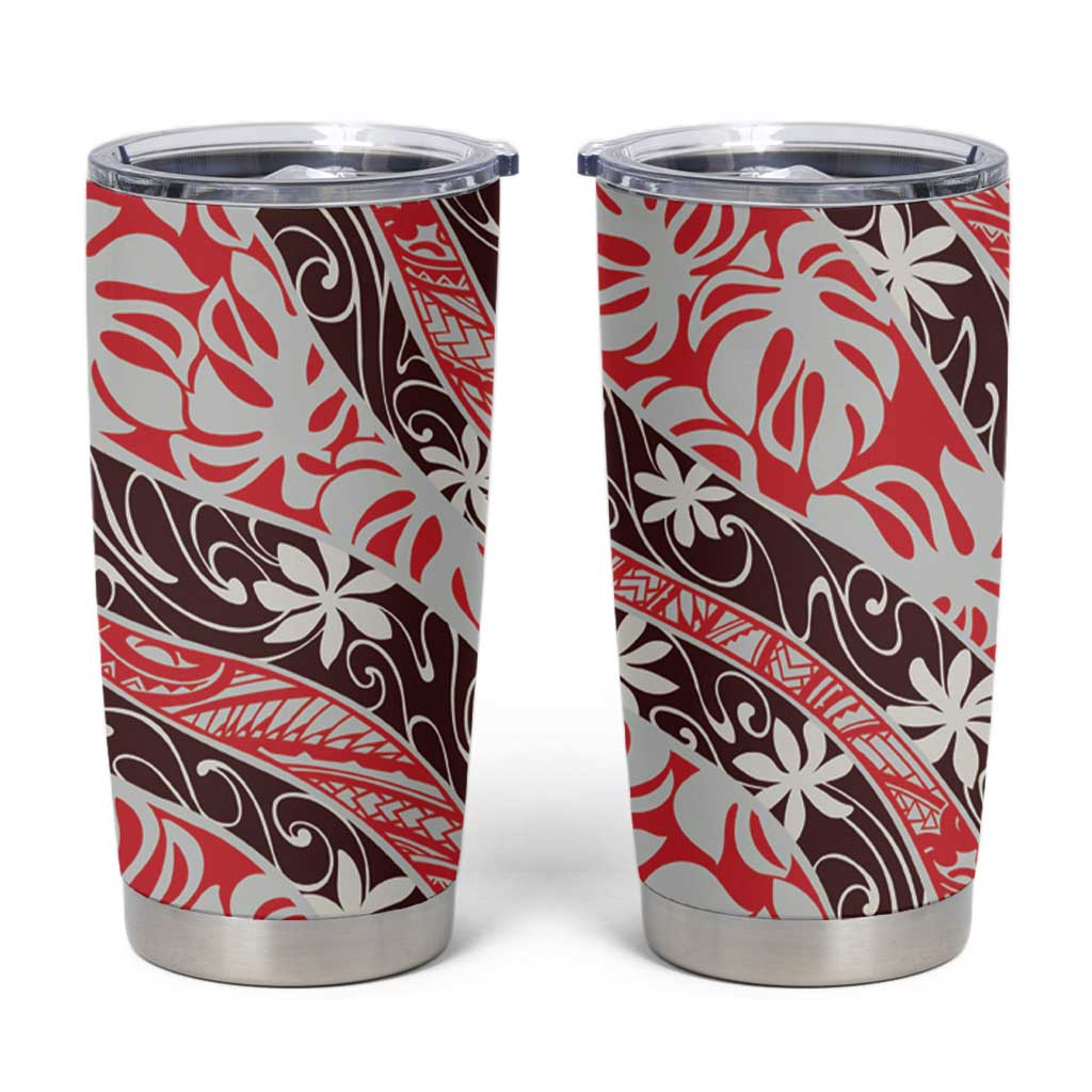 Uteute Tahiti Tiare Monstera Tumbler Cup Polynesian Pattern Curve Style - Polynesian Pride