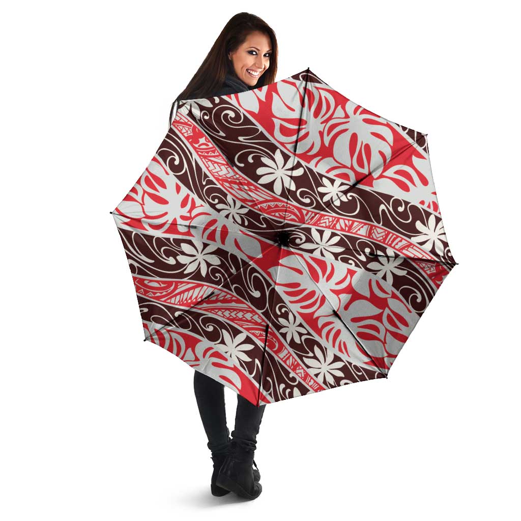 Uteute Tahiti Tiare Monstera Umbrella Polynesian Pattern Curve Style - Polynesian Pride