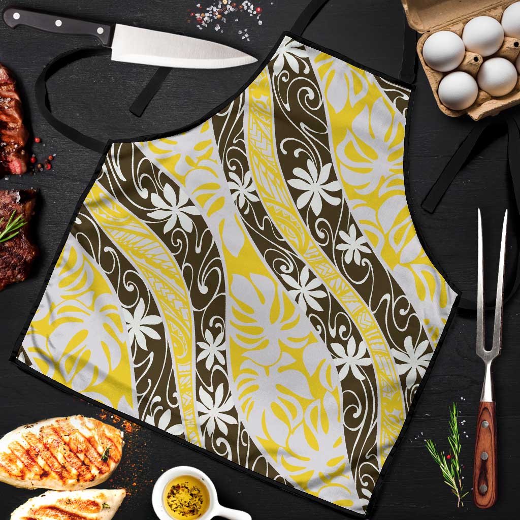 Rearea Tahiti Tiare Monstera Apron Polynesian Pattern Curve Style - Polynesian Pride