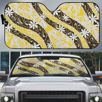 Rearea Tahiti Tiare Monstera Auto Sun Shade Polynesian Pattern Curve Style - Polynesian Pride