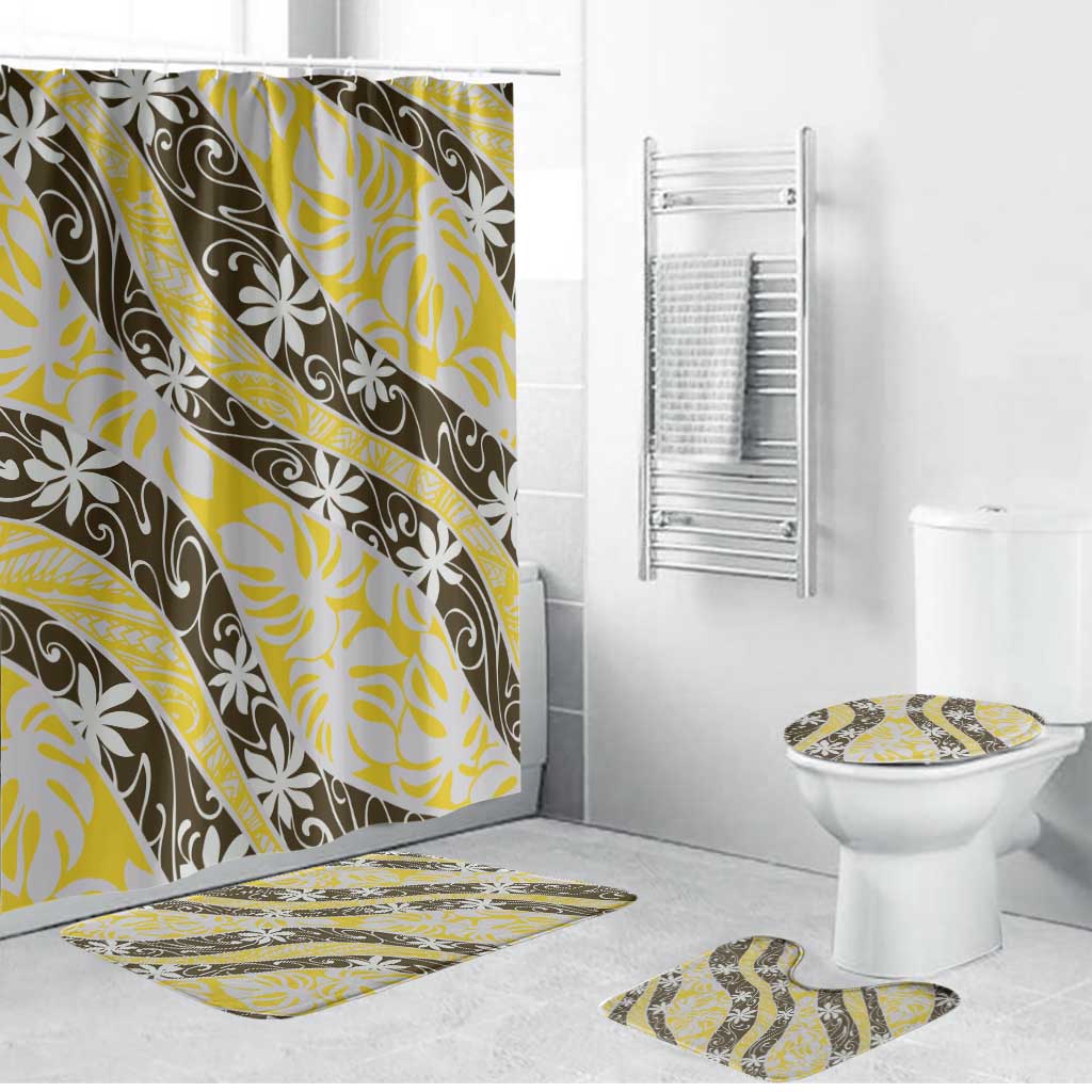 Rearea Tahiti Tiare Monstera Bathroom Set Polynesian Pattern Curve Style - Polynesian Pride
