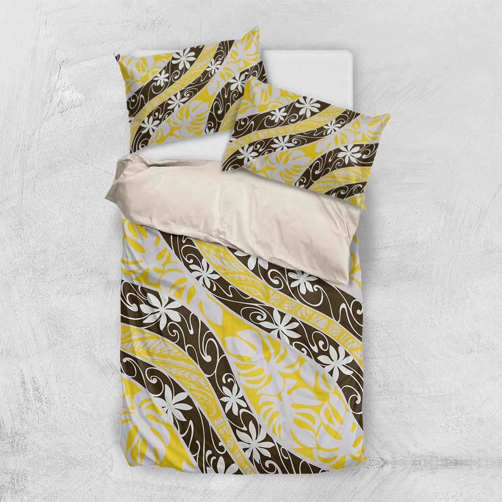 Rearea Tahiti Tiare Monstera Bedding Set Polynesian Pattern Curve Style - Polynesian Pride