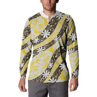 Rearea Tahiti Tiare Monstera Button Sweatshirt Polynesian Pattern Curve Style - Polynesian Pride