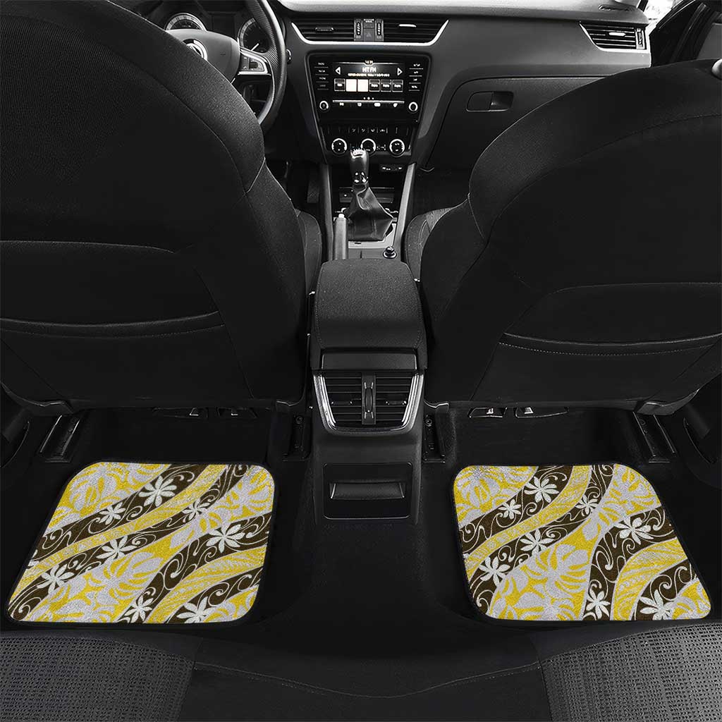 Rearea Tahiti Tiare Monstera Car Mats Polynesian Pattern Curve Style - Polynesian Pride