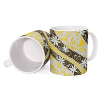 Rearea Tahiti Tiare Monstera Ceramic Mug Polynesian Pattern Curve Style - Polynesian Pride