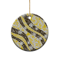 Rearea Tahiti Tiare Monstera Ceramic Ornament Polynesian Pattern Curve Style - Polynesian Pride