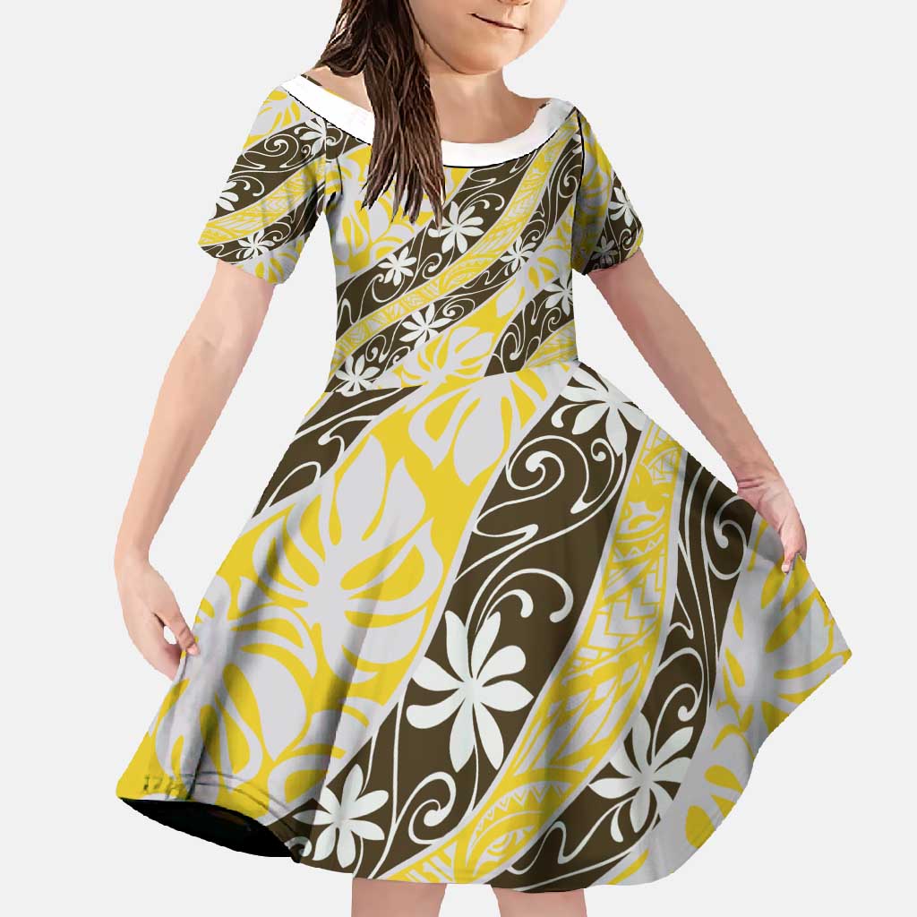 Rearea Tahiti Tiare Monstera Family Matching Summer Maxi Dress and Hawaiian Shirt Polynesian Pattern Curve Style - Polynesian Pride