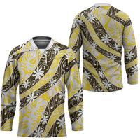 Rearea Tahiti Tiare Monstera Hockey Jersey Polynesian Pattern Curve Style - Polynesian Pride