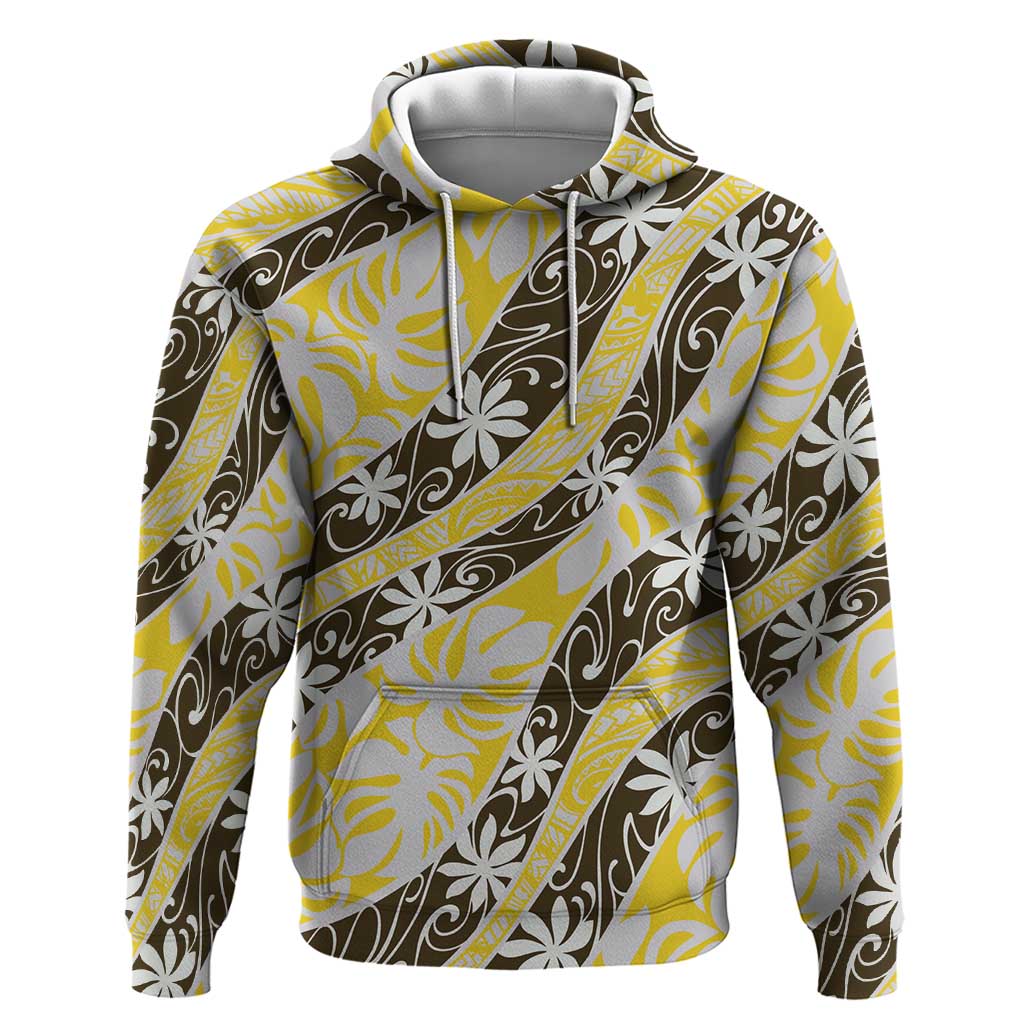 Rearea Tahiti Tiare Monstera Hoodie Polynesian Pattern Curve Style - Polynesian Pride
