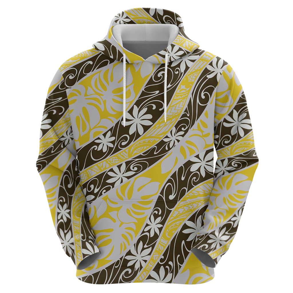 Rearea Tahiti Tiare Monstera Hoodie Polynesian Pattern Curve Style - Polynesian Pride