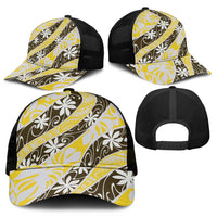Rearea Tahiti Tiare Monstera Mesh Trucker Cap Polynesian Pattern Curve Style - Polynesian Pride