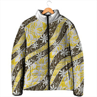 Rearea Tahiti Tiare Monstera Padded Jacket Polynesian Pattern Curve Style - Polynesian Pride