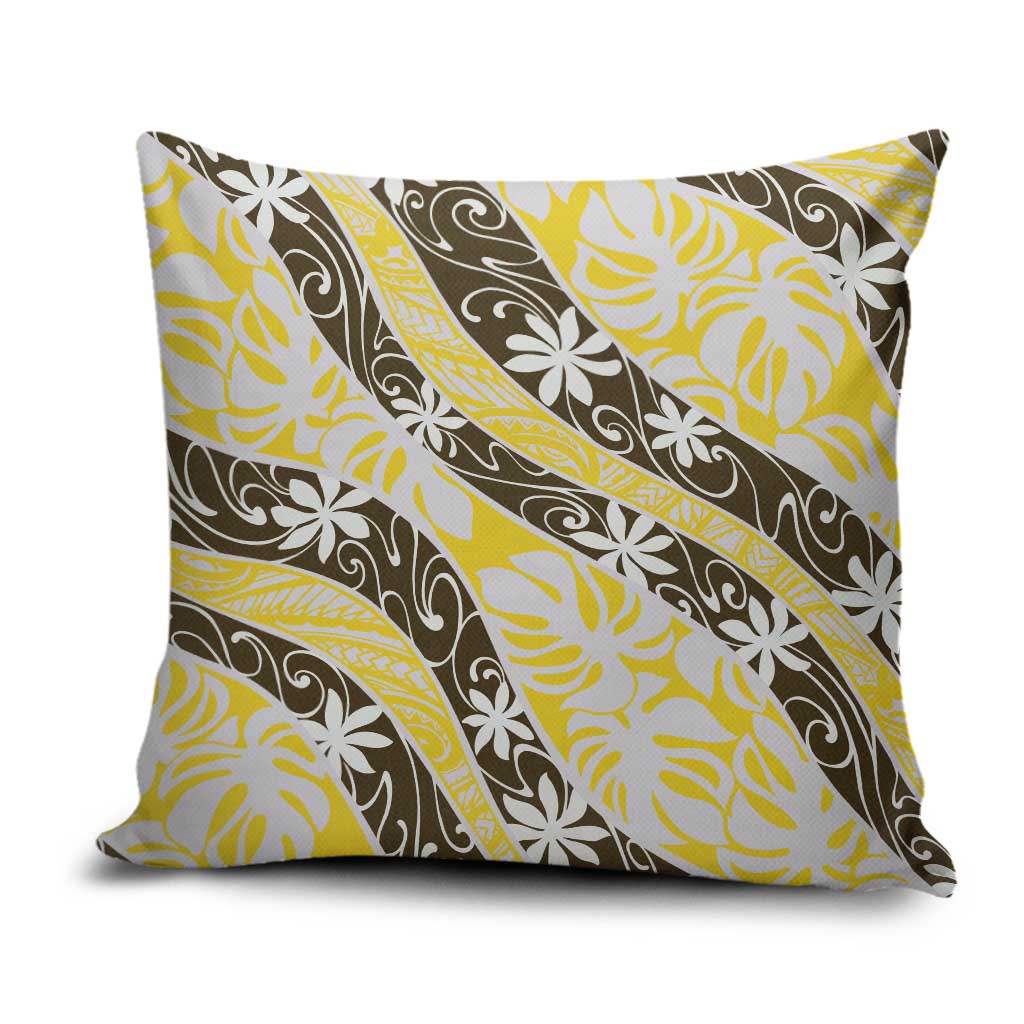 Rearea Tahiti Tiare Monstera Pillow Cover Polynesian Pattern Curve Style - Polynesian Pride