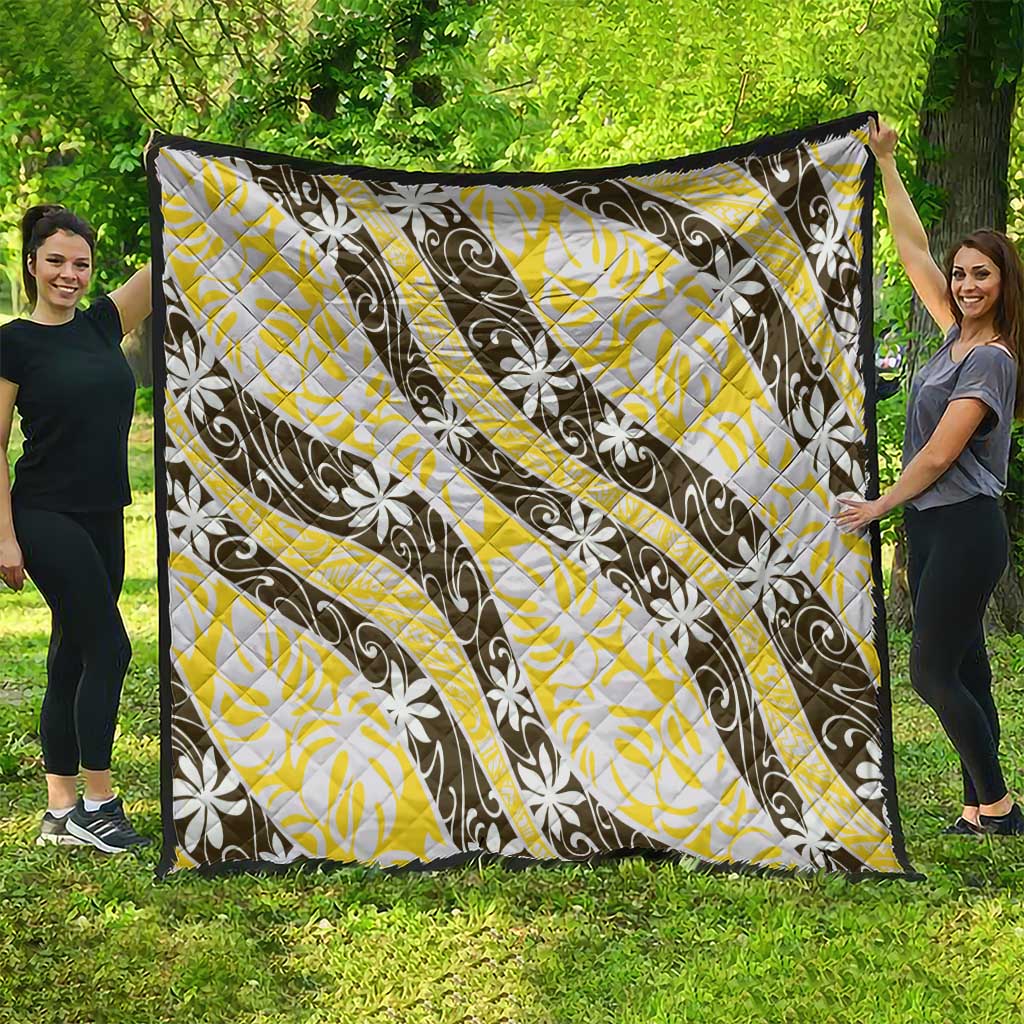 Rearea Tahiti Tiare Monstera Quilt Polynesian Pattern Curve Style - Polynesian Pride