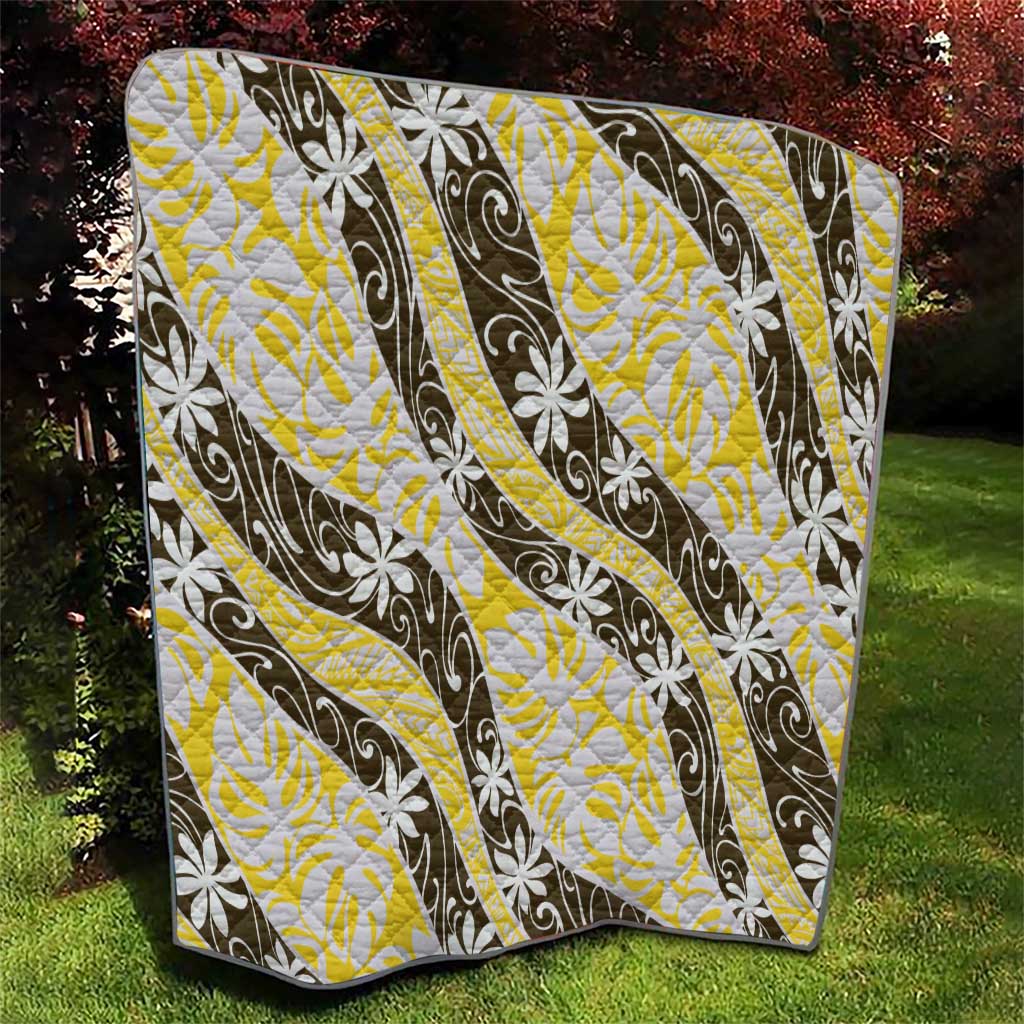 Rearea Tahiti Tiare Monstera Quilt Polynesian Pattern Curve Style - Polynesian Pride