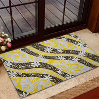 Rearea Tahiti Tiare Monstera Rubber Doormat Polynesian Pattern Curve Style - Polynesian Pride