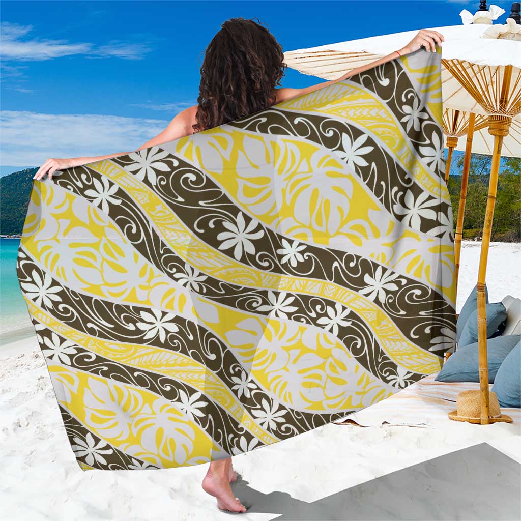 Rearea Tahiti Tiare Monstera Sarong Polynesian Pattern Curve Style - Polynesian Pride