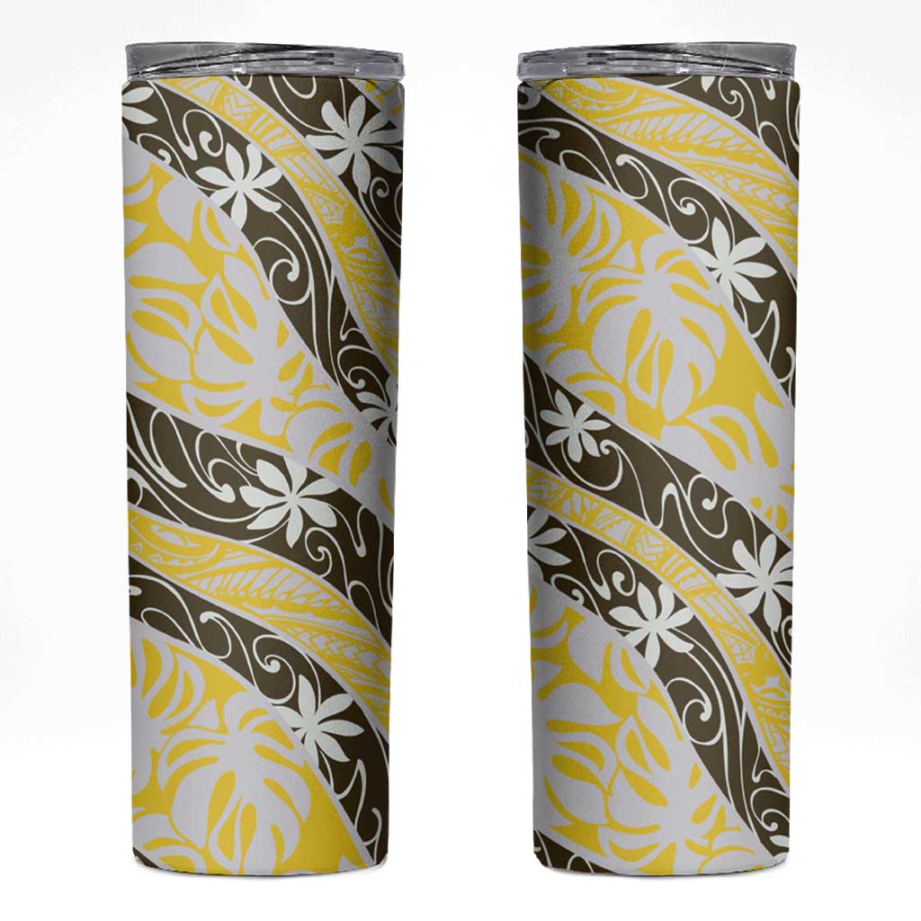 Rearea Tahiti Tiare Monstera Skinny Tumbler Polynesian Pattern Curve Style - Polynesian Pride